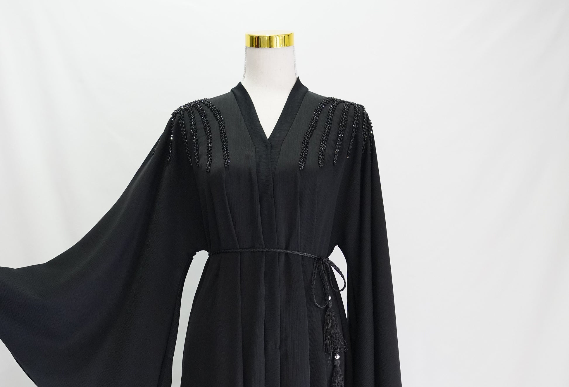 Aysha Abaya, front view, close up, upper body only