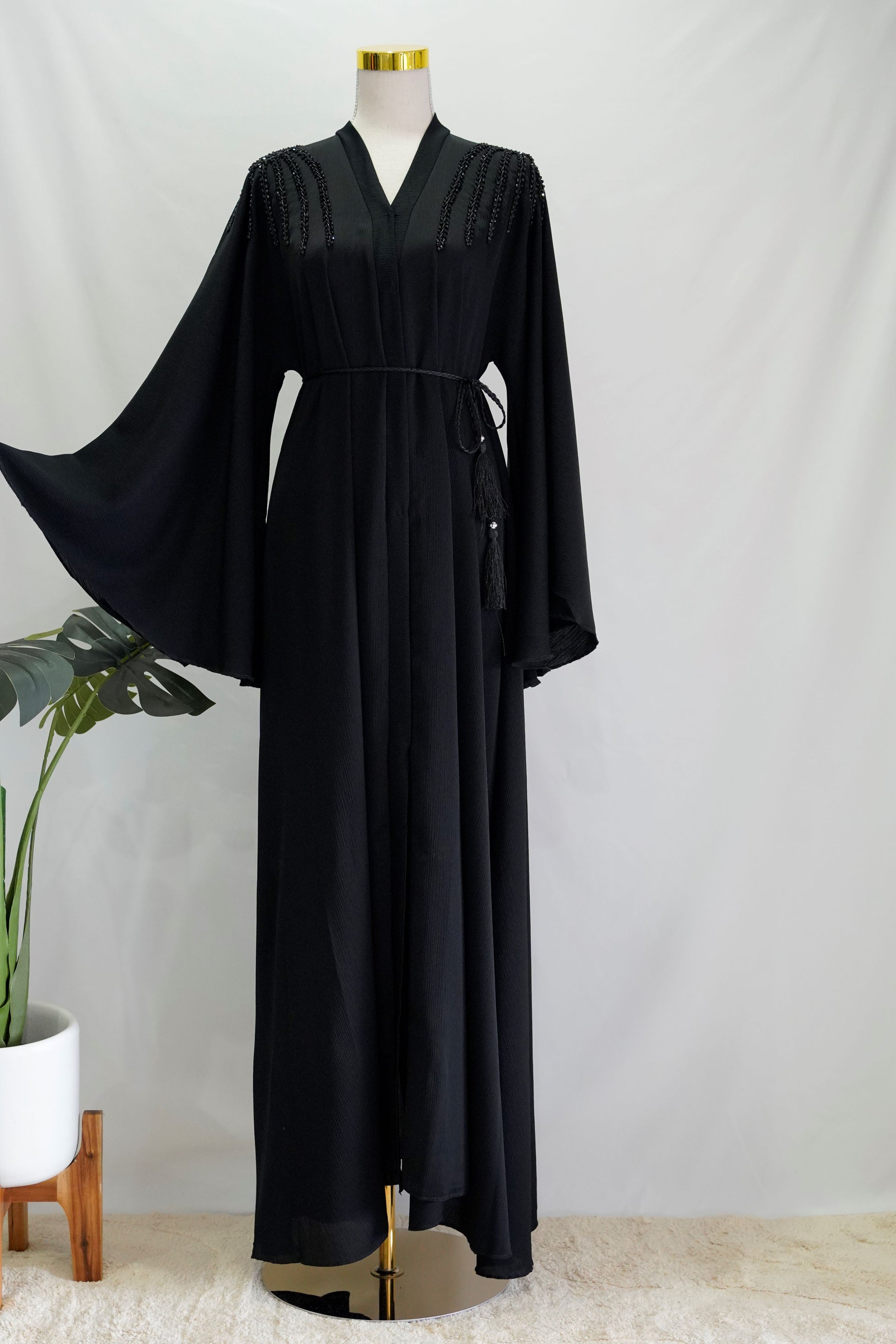 Aysha Abaya, front view, bell sleeve, full length